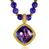 Amethyst Jewelry | Pendants*Alex Soldier Gold Royal Pendant/Necklace with Amethyst & Sapphires