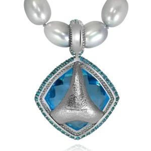Pendants | Pearl Necklaces*Alex Soldier Gold Royal Pendant/Necklace with Paraiba Topaz & Pearls