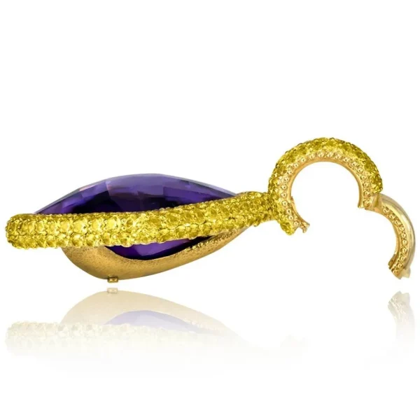 Amethyst Jewelry | Pendants*Alex Soldier Gold Royal Pendant/Necklace with Amethyst & Sapphires
