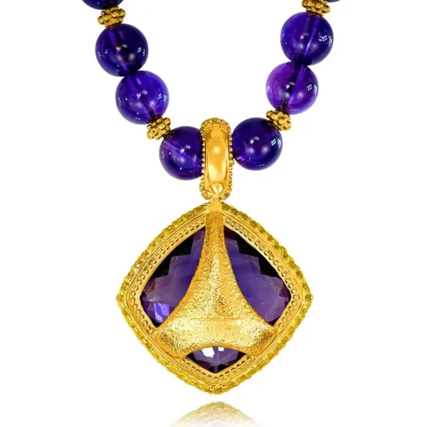 Amethyst Jewelry | Pendants*Alex Soldier Gold Royal Pendant/Necklace with Amethyst & Sapphires