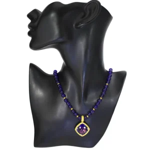 Amethyst Jewelry | Pendants*Alex Soldier Gold Royal Pendant/Necklace with Amethyst & Sapphires