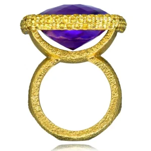 Amethyst Jewelry | Designer Rings*Alex Soldier Gold Royal Ring with Amethyst & Yellow Sapphires