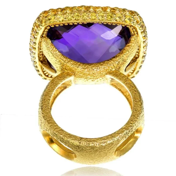 Amethyst Jewelry | Designer Rings*Alex Soldier Gold Royal Ring with Amethyst & Yellow Sapphires