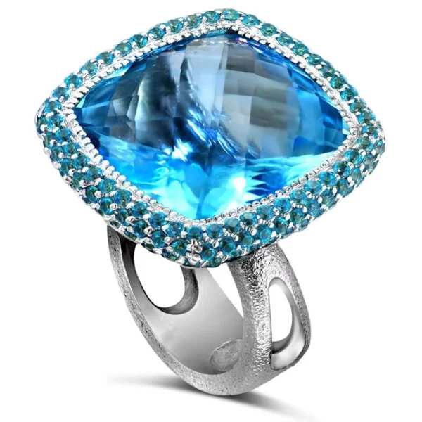 Designer Rings*Alex Soldier Gold Royal Ring with Blue & Paraiba Topaz