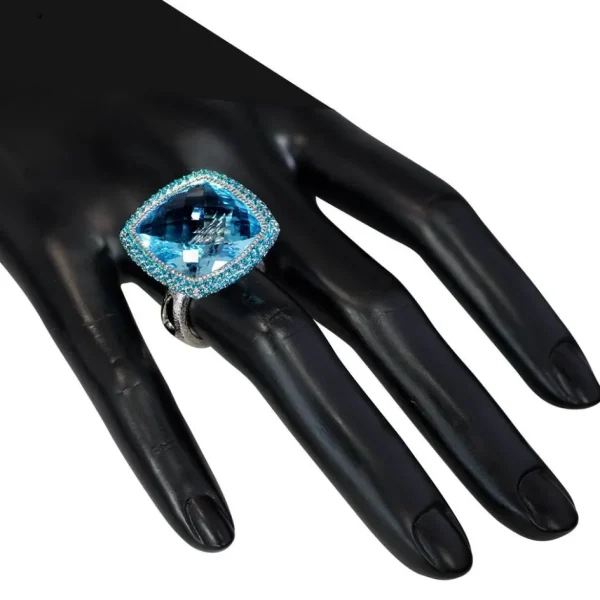 Designer Rings*Alex Soldier Gold Royal Ring with Blue & Paraiba Topaz