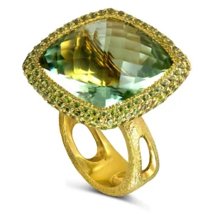 Amethyst Jewelry | Gold Rings*Alex Soldier Gold Royal Ring with Green Amethyst & Peridot
