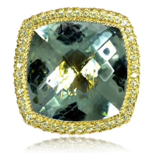 Amethyst Jewelry | Gold Rings*Alex Soldier Gold Royal Ring with Green Amethyst & Peridot