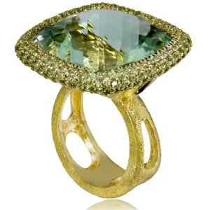 Amethyst Jewelry | Gold Rings*Alex Soldier Gold Royal Ring with Green Amethyst & Peridot