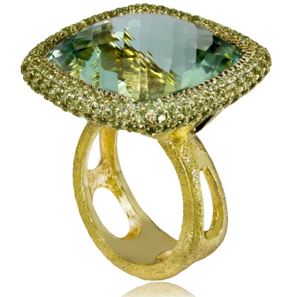 Amethyst Jewelry | Gold Rings*Alex Soldier Gold Royal Ring with Green Amethyst & Peridot
