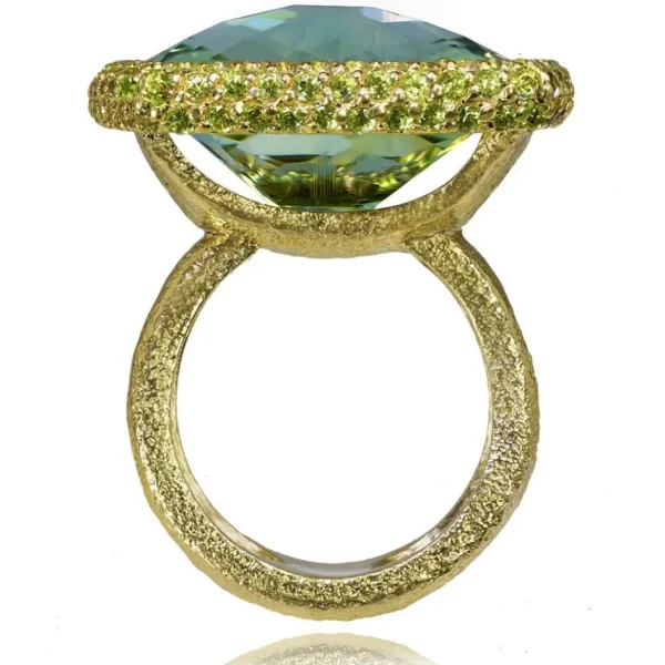 Amethyst Jewelry | Gold Rings*Alex Soldier Gold Royal Ring with Green Amethyst & Peridot