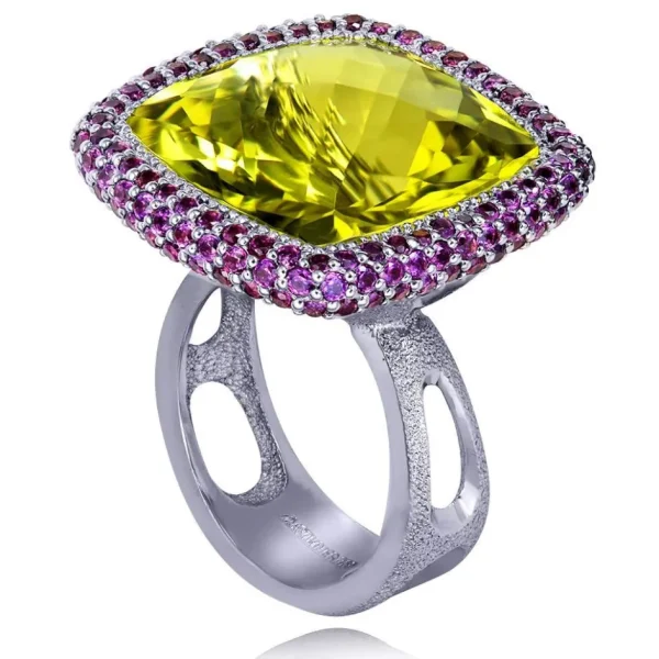 Designer Rings*Alex Soldier Gold Royal Ring with Lemon Citrine & Rhodolite Garnet