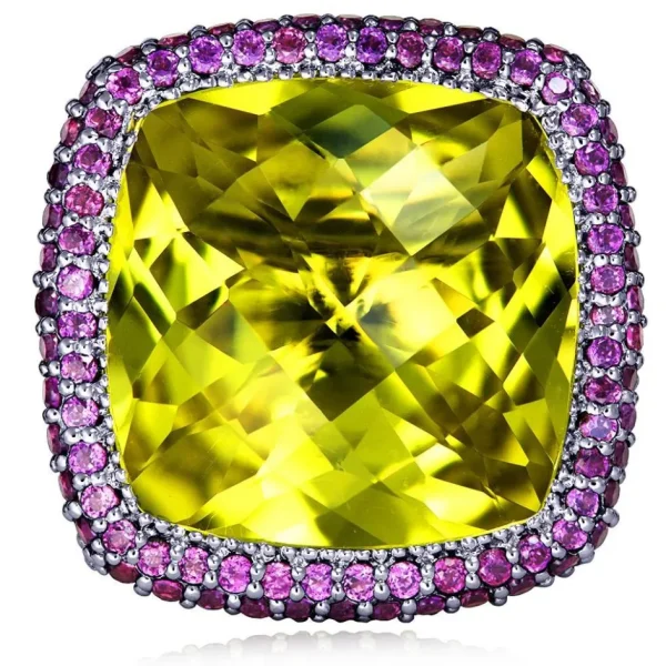 Designer Rings*Alex Soldier Gold Royal Ring with Lemon Citrine & Rhodolite Garnet