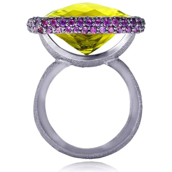Designer Rings*Alex Soldier Gold Royal Ring with Lemon Citrine & Rhodolite Garnet