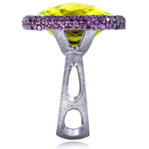 Designer Rings*Alex Soldier Gold Royal Ring with Lemon Citrine & Rhodolite Garnet