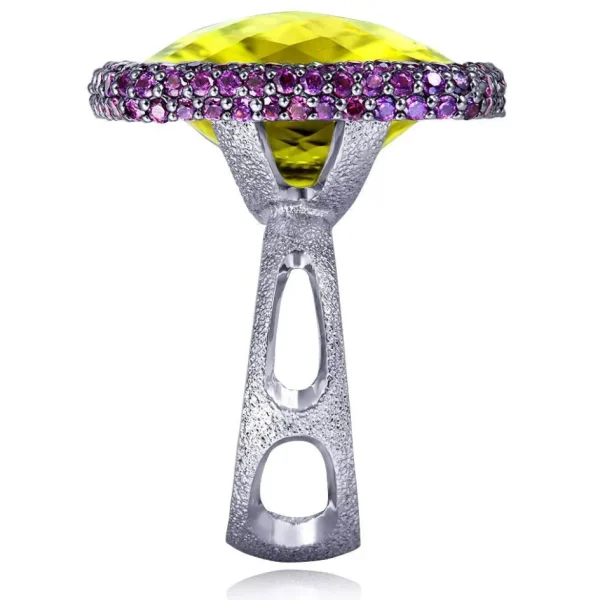 Designer Rings*Alex Soldier Gold Royal Ring with Lemon Citrine & Rhodolite Garnet