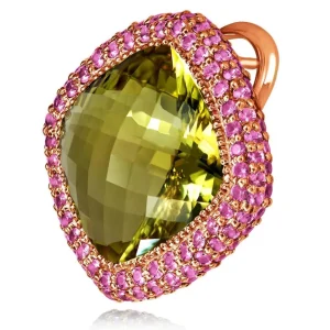 Stud Earrings*Alex Soldier Gold Royal Stud Earrings with Lemon Citrine & Sapphire
