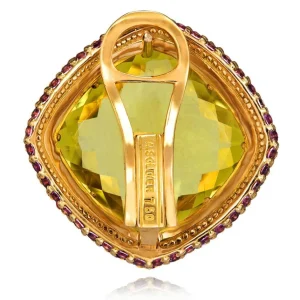 Stud Earrings*Alex Soldier Gold Royal Stud Earrings with Lemon Citrine & Sapphire