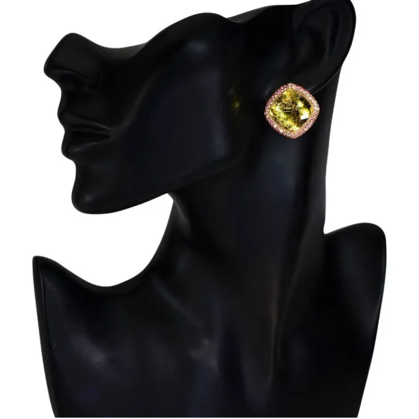 Stud Earrings*Alex Soldier Gold Royal Stud Earrings with Lemon Citrine & Sapphire