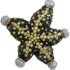 Other Brooches | Gold Diamond Brooches*Alex Soldier Gold Starfish Brooch with Black Diamonds and Sapphires
