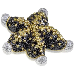 Other Brooches | Gold Diamond Brooches*Alex Soldier Gold Starfish Brooch with Black Diamonds and Sapphires