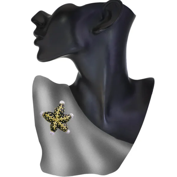 Other Brooches | Gold Diamond Brooches*Alex Soldier Gold Starfish Brooch with Black Diamonds and Sapphires