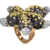 Designer Rings | Gold Rings*Alex Soldier Gold Starfish Ring with Black Diamonds and Sapphires