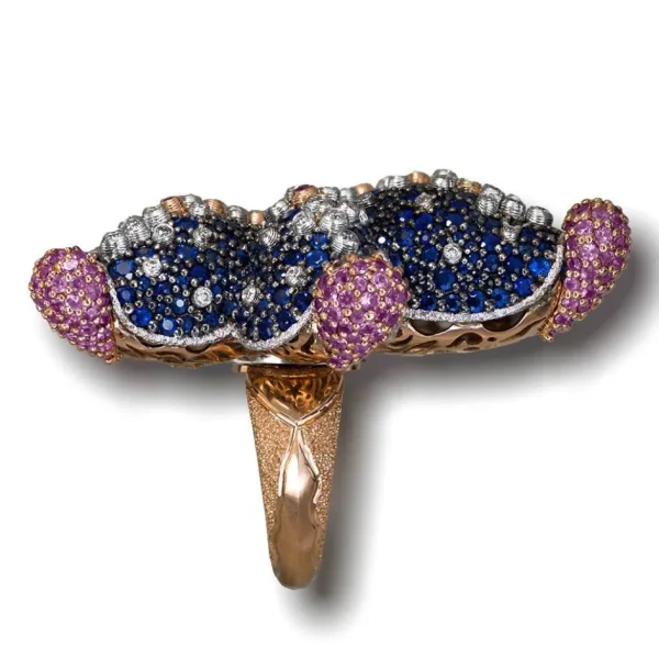 Designer Rings*Alex Soldier Gold Starfish Ring with Diamonds and Sapphires