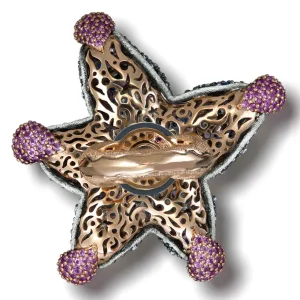 Designer Rings*Alex Soldier Gold Starfish Ring with Diamonds and Sapphires