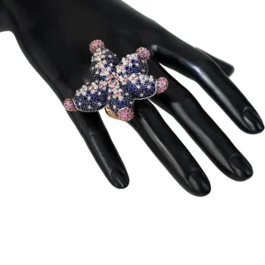 Designer Rings*Alex Soldier Gold Starfish Ring with Diamonds and Sapphires