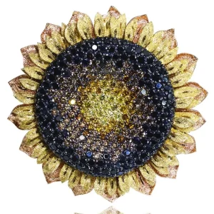 Other Brooches | Gold Diamond Brooches*Alex Soldier Gold Sunflower Brooch with Color Diamonds