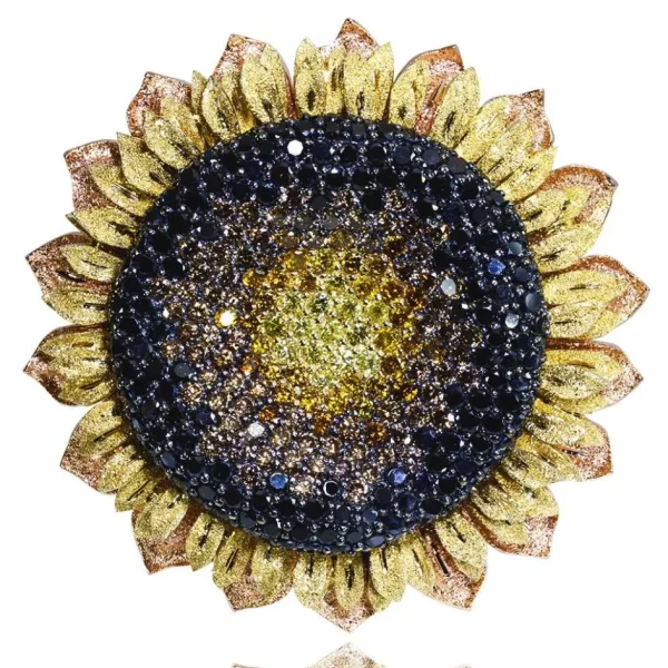 Other Brooches | Gold Diamond Brooches*Alex Soldier Gold Sunflower Brooch with Color Diamonds