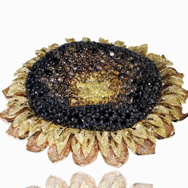 Other Brooches | Gold Diamond Brooches*Alex Soldier Gold Sunflower Brooch with Color Diamonds