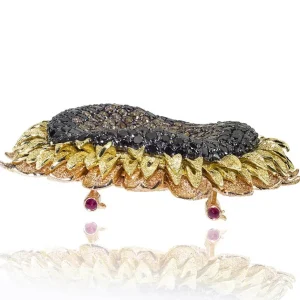Other Brooches | Gold Diamond Brooches*Alex Soldier Gold Sunflower Brooch with Color Diamonds