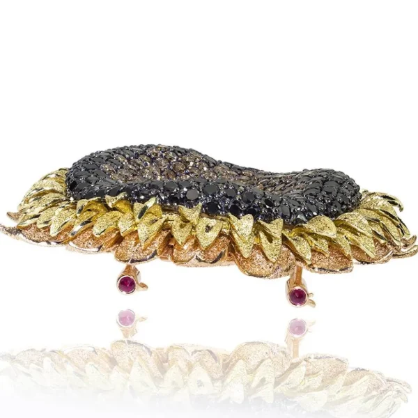 Other Brooches | Gold Diamond Brooches*Alex Soldier Gold Sunflower Brooch with Color Diamonds