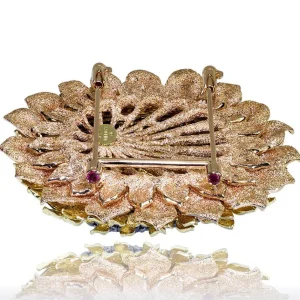 Other Brooches | Gold Diamond Brooches*Alex Soldier Gold Sunflower Brooch with Color Diamonds