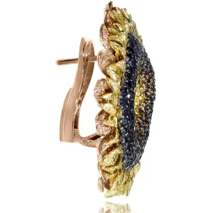 Diamond Earrings | Stud Earrings*Alex Soldier Gold Sunflower Earrings with Color Diamonds