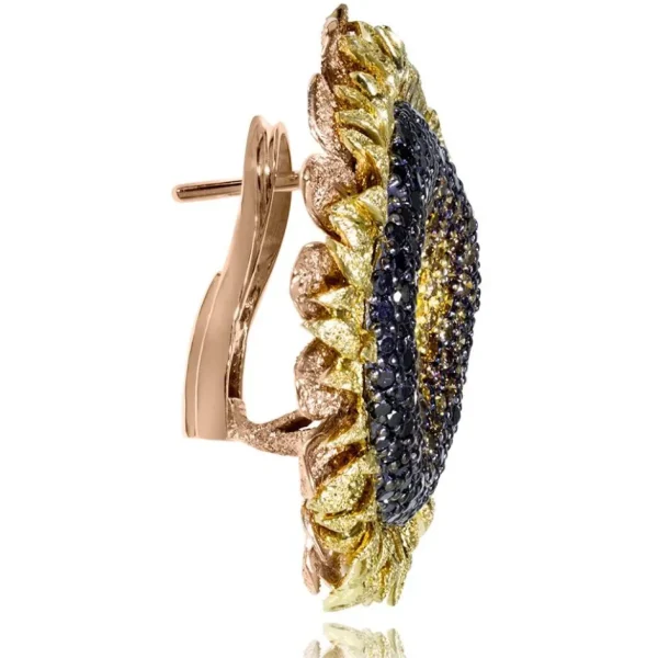 Diamond Earrings | Stud Earrings*Alex Soldier Gold Sunflower Earrings with Color Diamonds