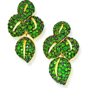 Stud Earrings*Alex Soldier Gold Sunflower Green Leaf Earrings