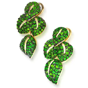 Stud Earrings*Alex Soldier Gold Sunflower Green Leaf Earrings