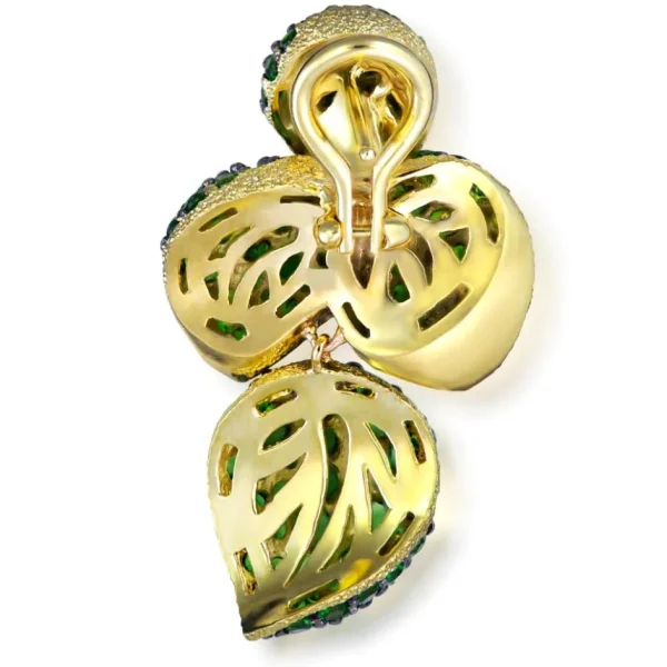 Stud Earrings*Alex Soldier Gold Sunflower Green Leaf Earrings