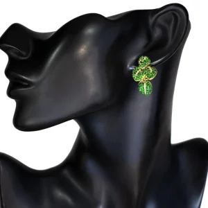 Stud Earrings*Alex Soldier Gold Sunflower Green Leaf Earrings