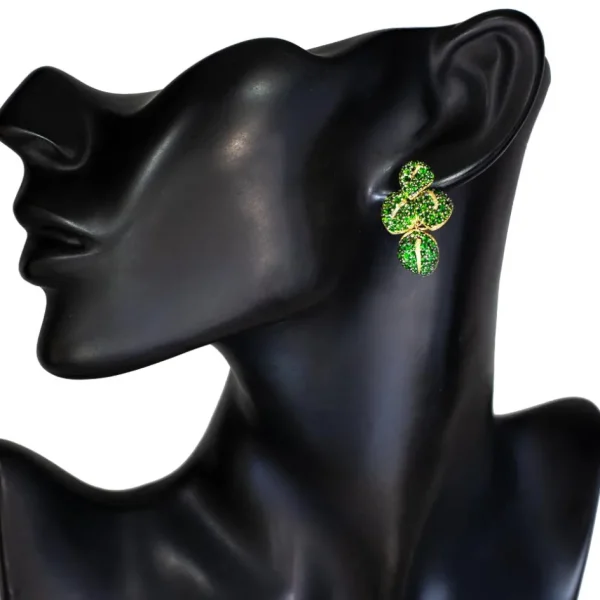 Stud Earrings*Alex Soldier Gold Sunflower Green Leaf Earrings