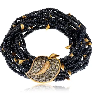 Beaded Bracelets*Alex Soldier Gold Sunflower Leaf Bracelet with Champagne Diamonds