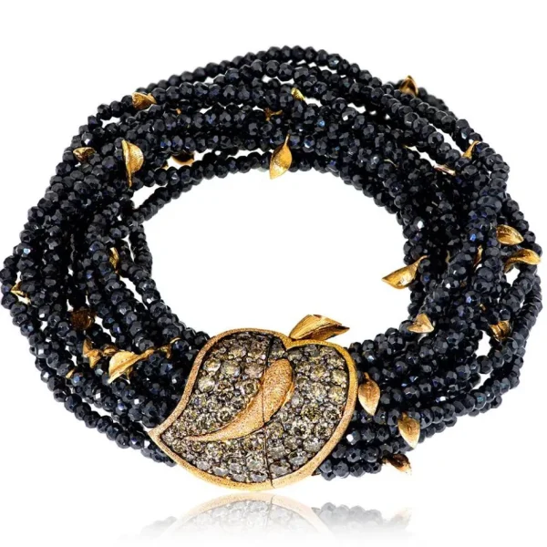 Beaded Bracelets*Alex Soldier Gold Sunflower Leaf Bracelet with Champagne Diamonds