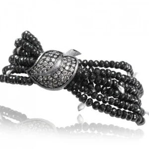 Beaded Bracelets*Alex Soldier Gold Sunflower Leaf Bracelet with Spinel & Diamonds