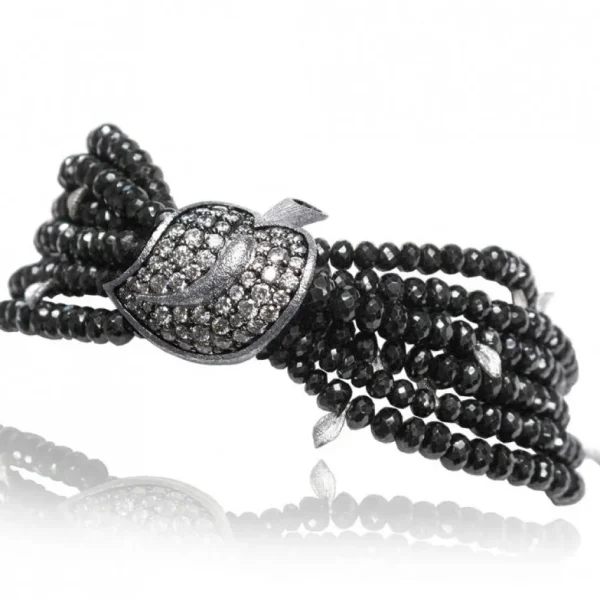 Beaded Bracelets*Alex Soldier Gold Sunflower Leaf Bracelet with Spinel & Diamonds