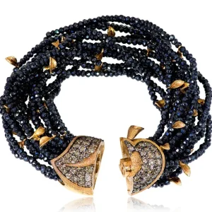 Beaded Bracelets*Alex Soldier Gold Sunflower Leaf Bracelet with Champagne Diamonds