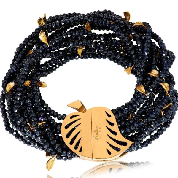 Beaded Bracelets*Alex Soldier Gold Sunflower Leaf Bracelet with Champagne Diamonds