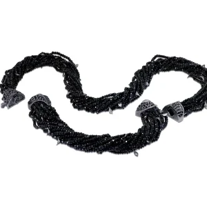 Beaded Bracelets*Alex Soldier Gold Sunflower Leaf Bracelet with Black Diamonds