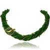 Garnet Jewelry*Alex Soldier Gold Sunflower Leaf Necklace with Chrome Diopside